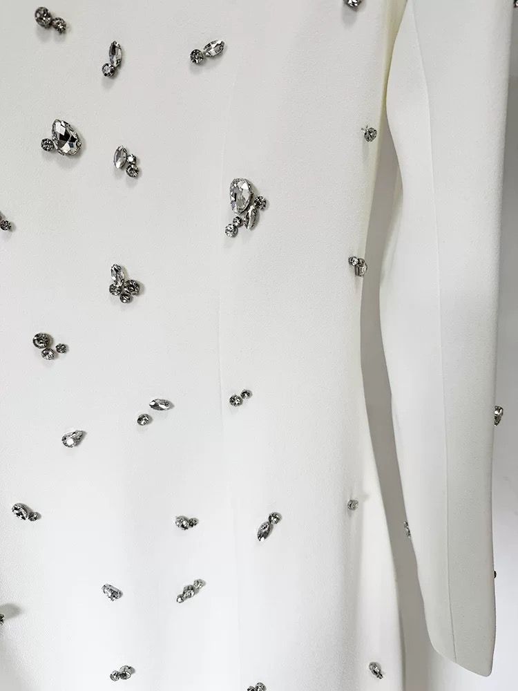 Stone Embellished Long Sleeve Dress