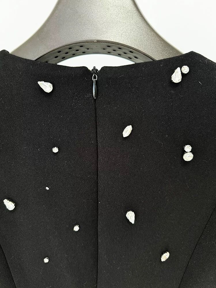 Stone Embellished Long Sleeve Dress