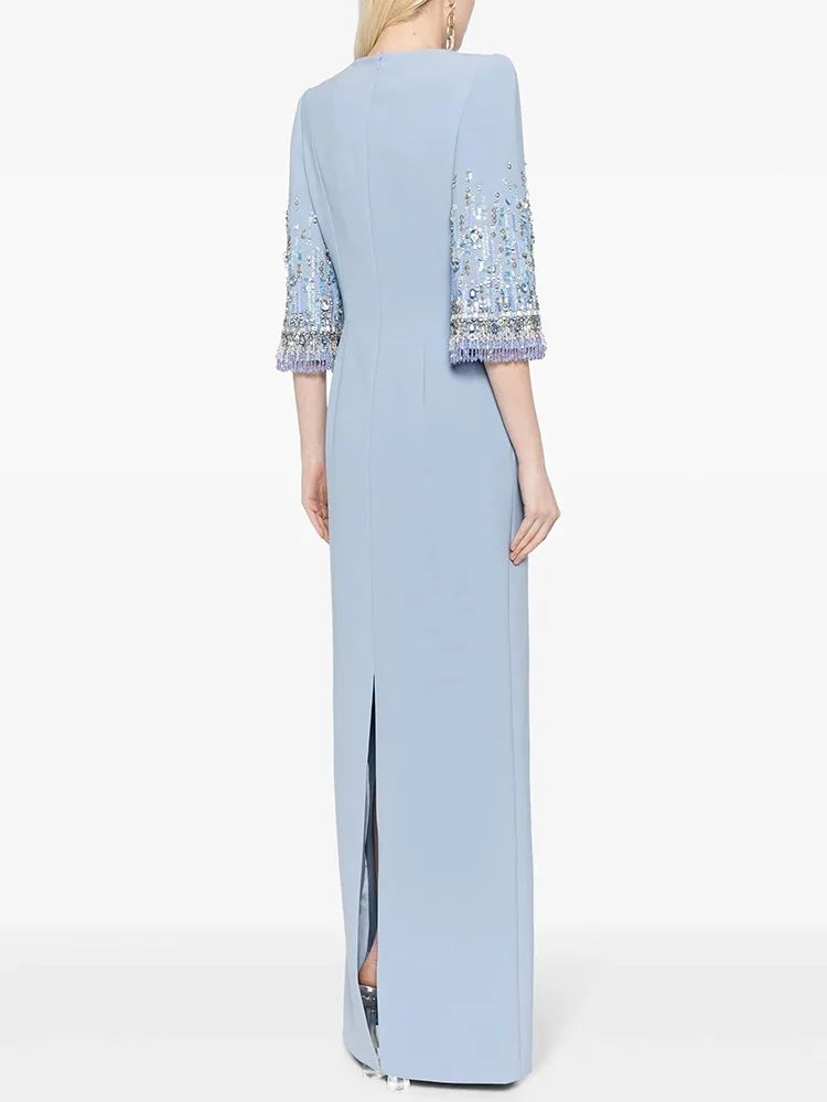 Embellished Maxi Dress with Back Slit