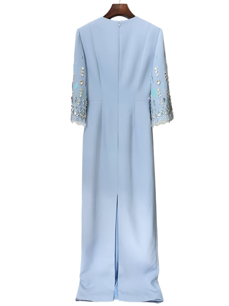 Embellished Maxi Dress with Back Slit