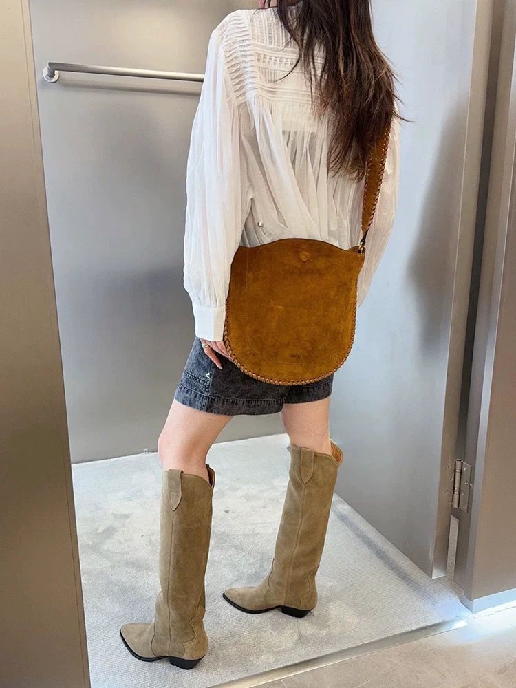 Calf Suede Shoulder Bag